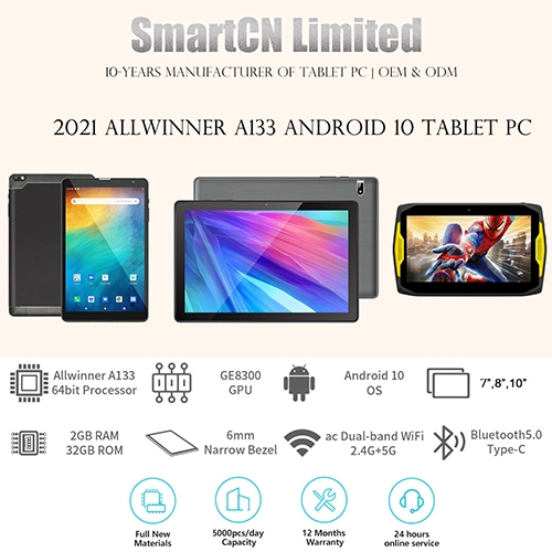 7 Inch Tablet PC Quad-Core WiFi Tablets 1.6GHz Google Android 10 11 5 Points Touch Screen Mini Tablet PC
