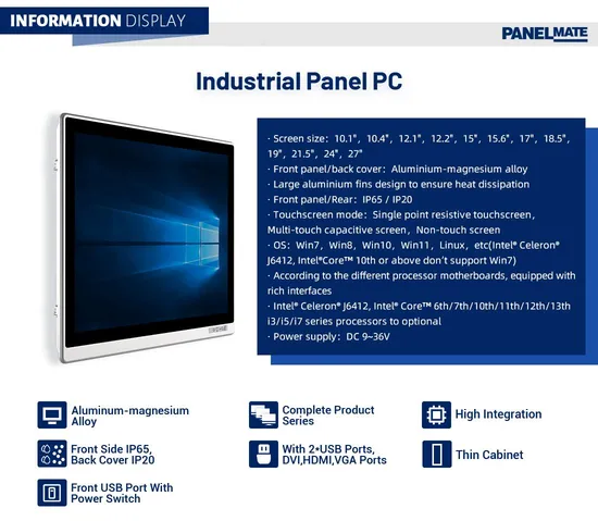 Panel IP65 Dustproof Waterproof Fanless 19 Inch I5 Rack Mount Industrial Touch Screen Panel PC