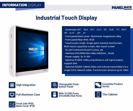10.1 Inch Industrial Control Panel Resistive Touch Screen Embedded Panel Display IP65 HMI Industrial Display Industrial Monitor